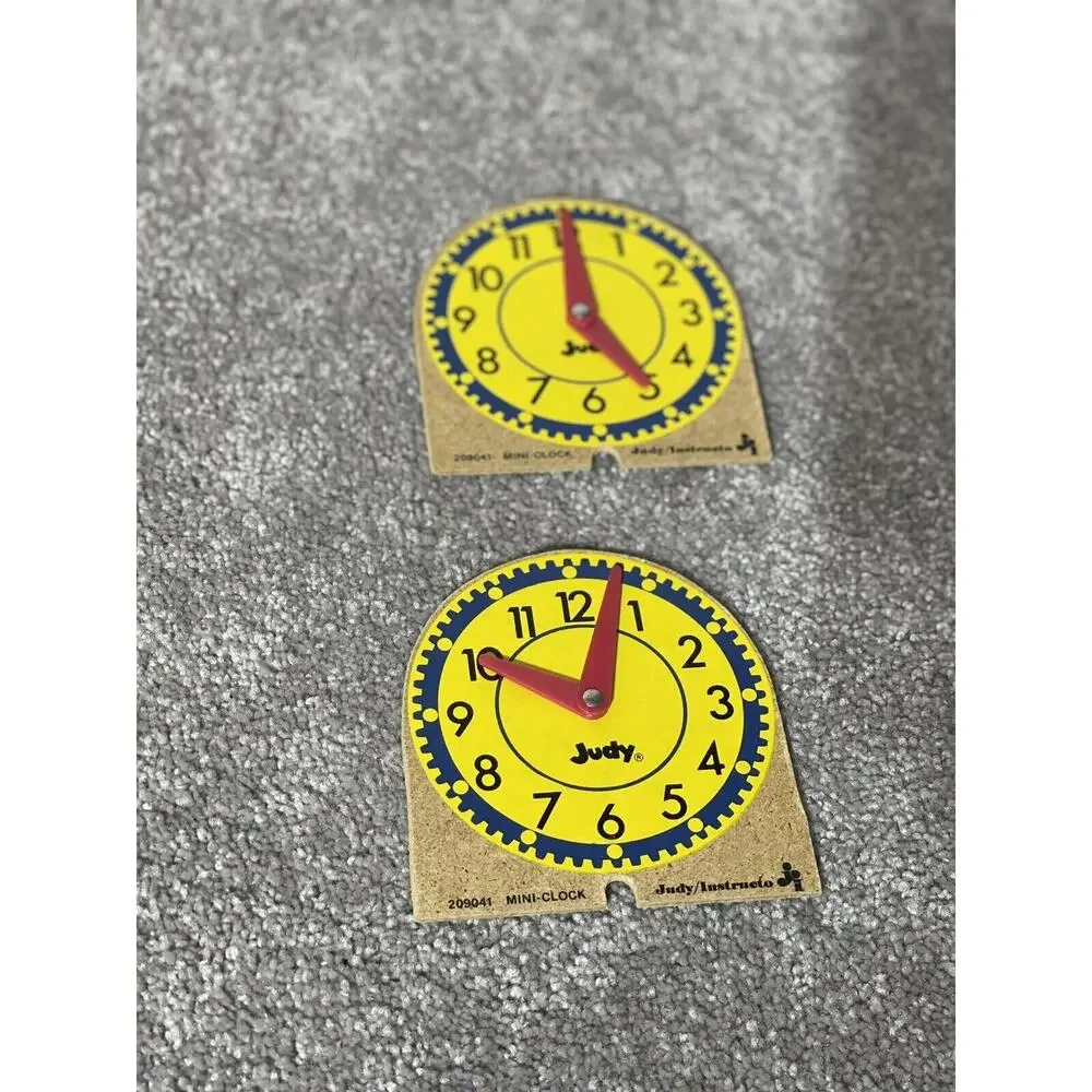 Learning Resources Big Time Student 12 Hour Clock 10 non geared Mini Clocks Lot